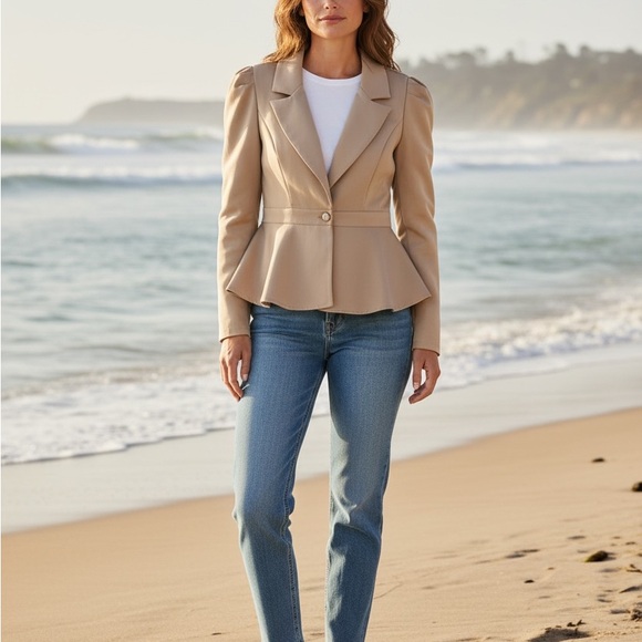 SHEIN Jackets & Blazers - 🌺NWOT🌺 SHEIN Stylish Tan Peplum Blazer